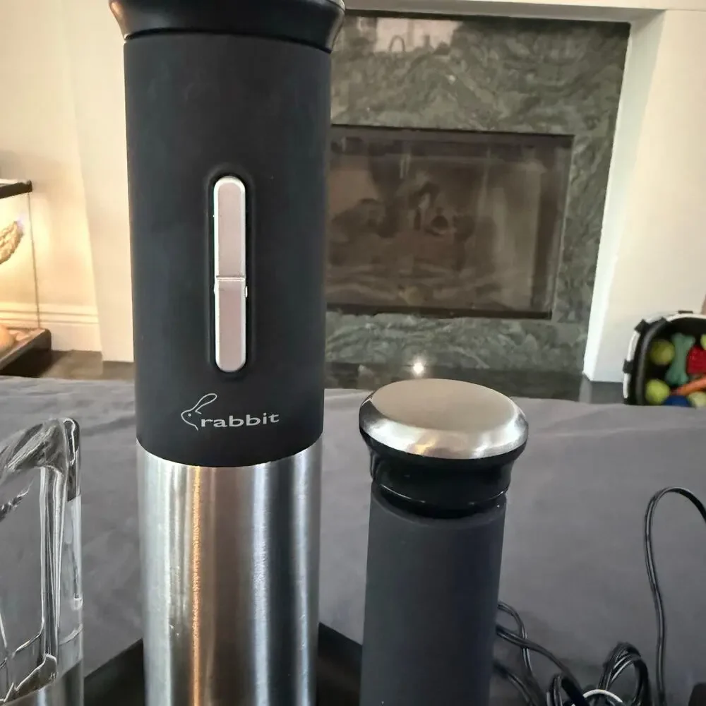 Rabbit Automatic Electric Wine Opener Set with Foil Cutter & Charging Base